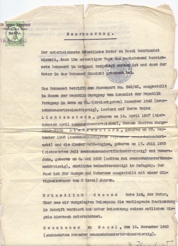 Lichtenstern's Paraguayan Citizenship