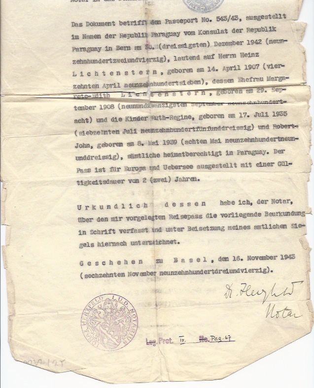 Lichtenstern's Paraguayan Citizenship